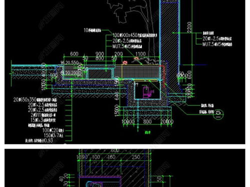 精品园林景观跌水景观墙水景墙水池景观全套cad施工图 建筑 结构