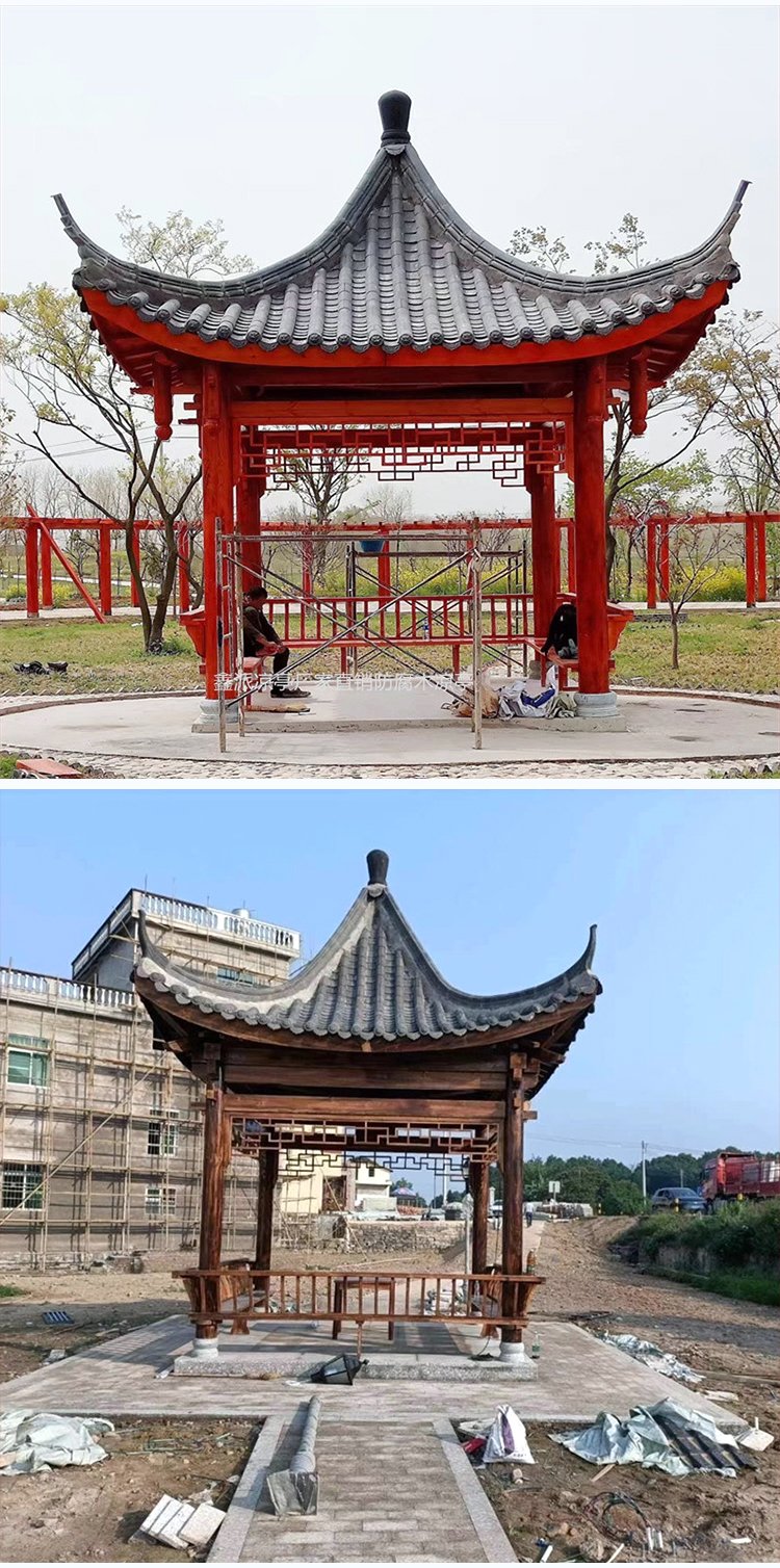 四角凉亭小青瓦亭子防腐木亭上门安装鑫派园林古建工程 - 爱企查