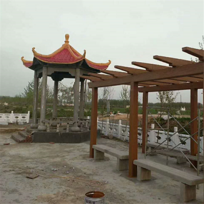 承接水泥仿木景观花架长廊,古建工程水泥仿古亭子,休息坐凳