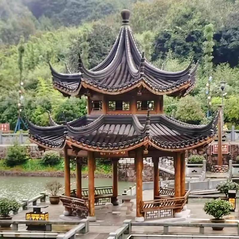 双层古建凉亭系列~#防腐木凉亭#园林景观工程 #他这状态谁