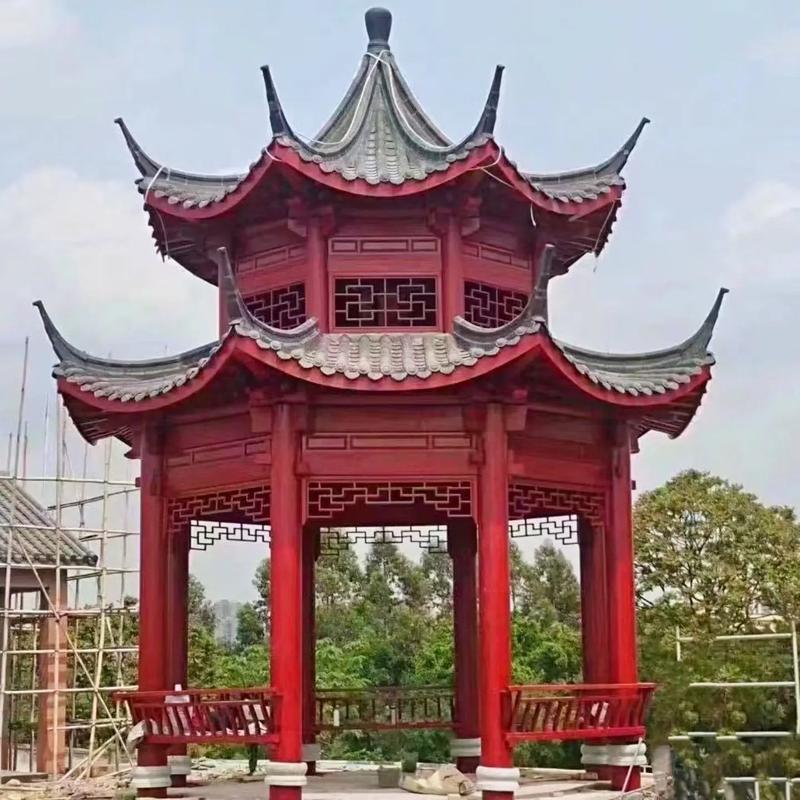 双层古建凉亭系列~#防腐木凉亭#园林景观工程 #他这状态谁