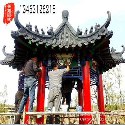 【园林古建工程施工彩绘古建凉亭水泥亭子村口牌楼牌坊制作安装