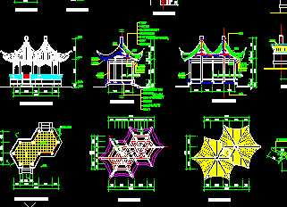 某六角套亭设计施工图免费下载 园林古建
