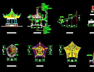 某五角亭设计施工图免费下载 园林古建