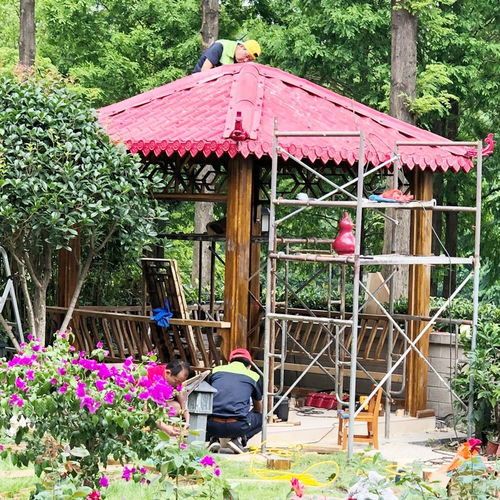 园林景观工程 庭院花架葡萄架 防腐木六角凉亭 木屋定制